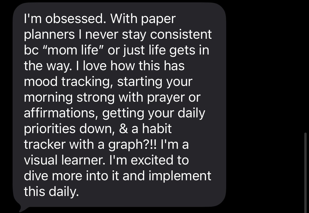 Text message review about mood tracking and habit tracker