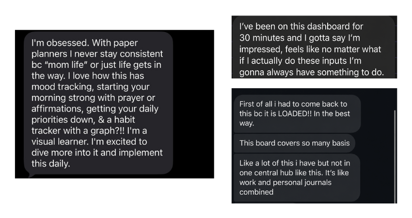 Text message reviews from customers